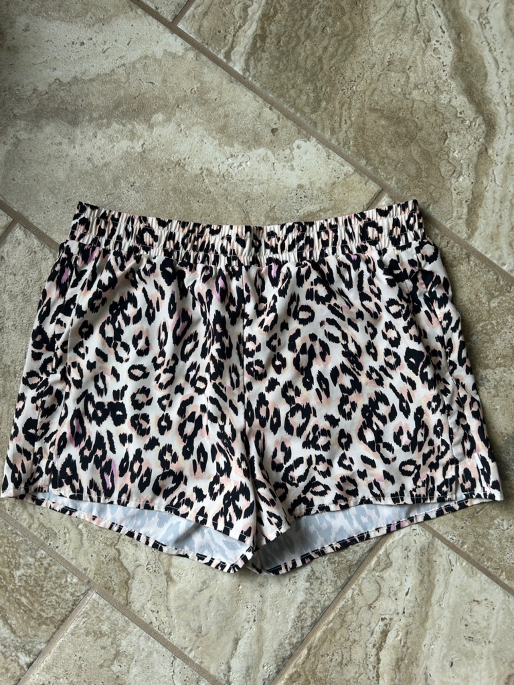 GUC Women's Johnny Was Calme Pink Black leopard underwear Athletic Shorts XL
